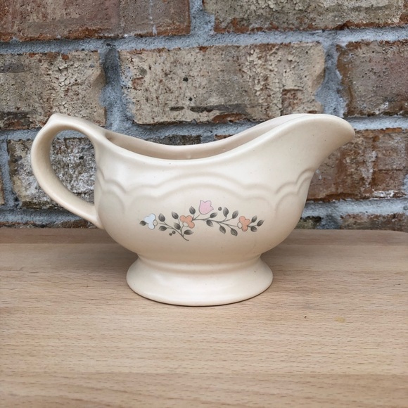 Pfaltzgraff Made Usa No 436 Vintage Pattern Floral Tan Ivory Gravy Boat Server - Picture 4 of 10